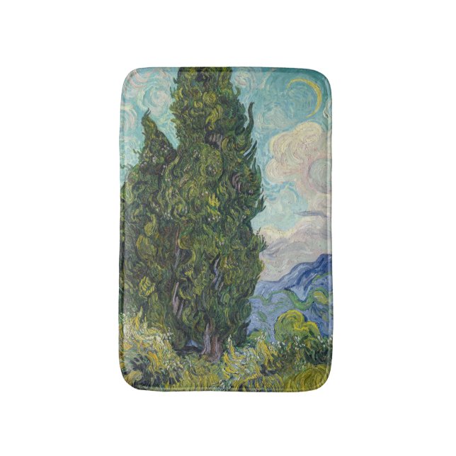 Vincent van Gogh - Cypresses Badematte (Vorderseite Vertikal)