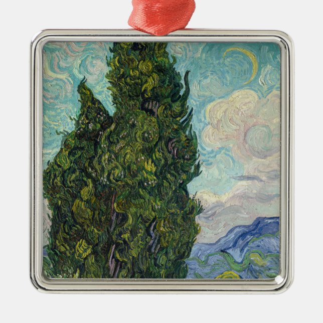Vincent van Gogh - Cypresses Ornament Aus Metall (Vorne)