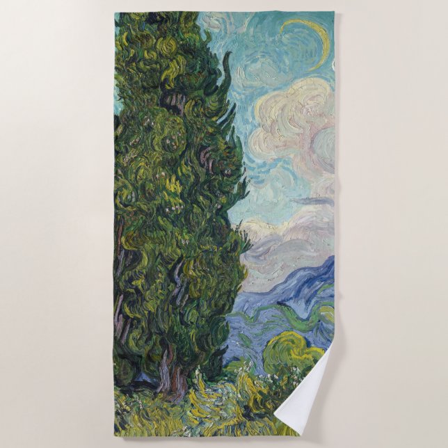 Vincent van Gogh - Cypresses Strandtuch (Vorderseite)