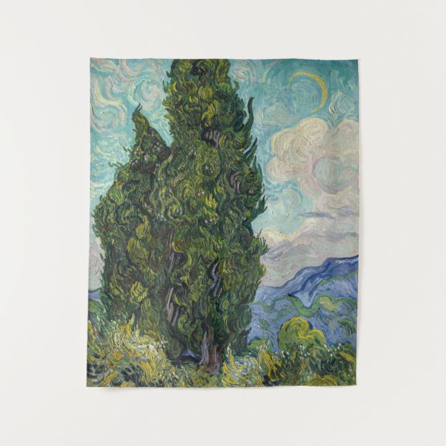 Vincent van Gogh - Cypresses Wandteppich (Vorderseite)
