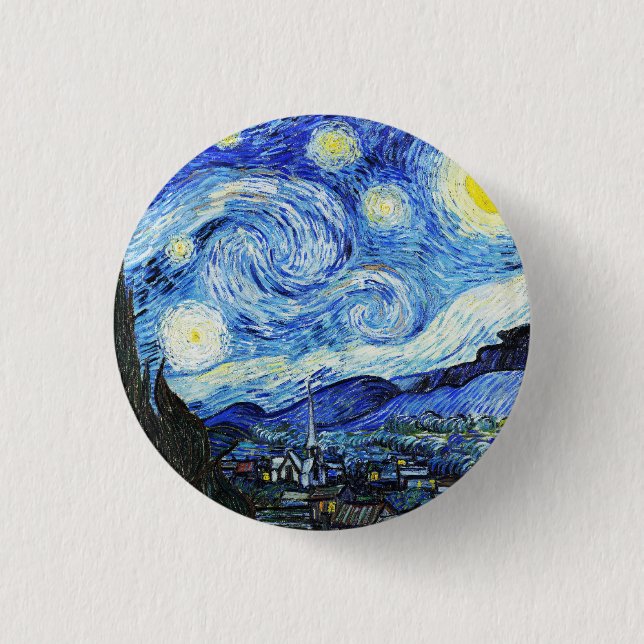 Vincent Van Gogh, Das Sternennacht-Gemälde Button (Vorderseite)