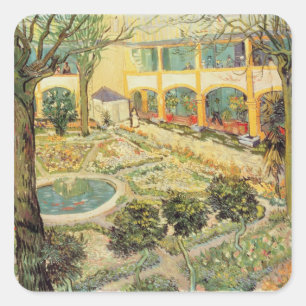 Vincent van Gogh   Der Asylgarten in Arles Quadratischer Aufkleber