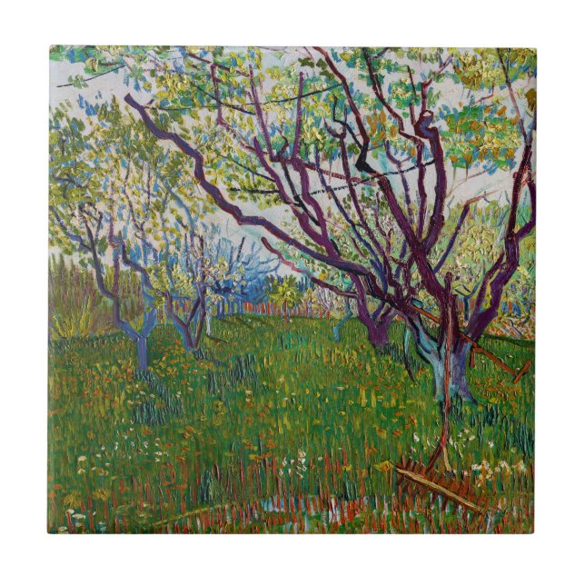 Vincent van Gogh - Der blühende Obstgarten Fliese (Vorderseite)