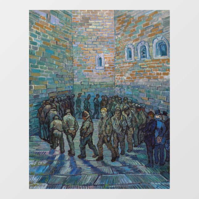 Vincent van Gogh - Der Hof des Gefängnisses Fensteraufkleber (Blatt)