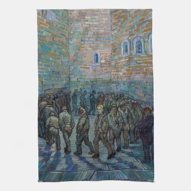 Vincent van Gogh - Der Hof des Gefängnisses Geschirrtuch (Vertikal)