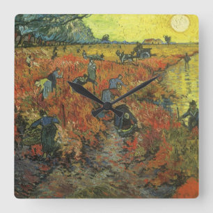 Vincent van Gogh - Der rote Weinberg Quadratische Wanduhr