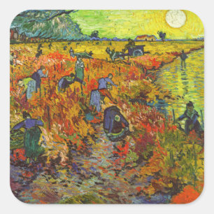 Vincent van Gogh - Der rote Weinberg Quadratischer Aufkleber
