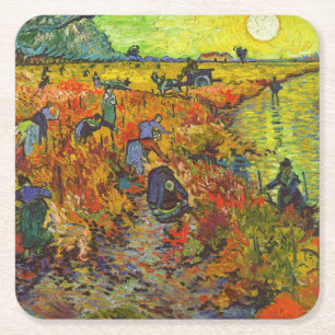 Vincent van Gogh - Der rote Weinberg Rechteckiger Pappuntersetzer