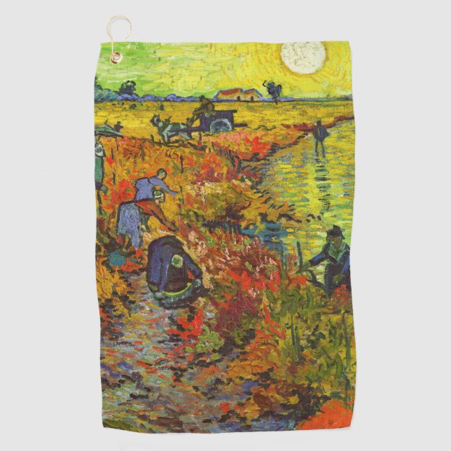 Vincent van Gogh - Der rote Weingarten Golfhandtuch (Vorderseite)