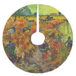 Vincent van Gogh - Der rote Weingarten Polyester Weihnachtsbaumdecke