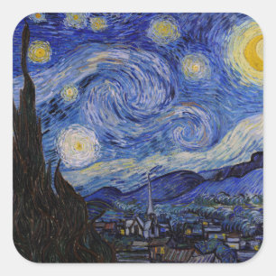 Vincent Van Gogh - Der Sternenhimmel Quadratischer Aufkleber
