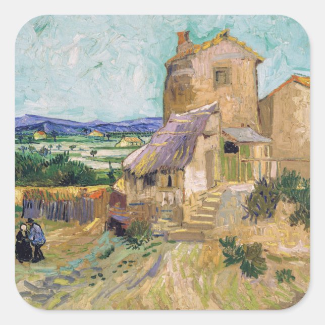 Vincent van Gogh - Die alte Mühle Quadratischer Aufkleber (Vorderseite)