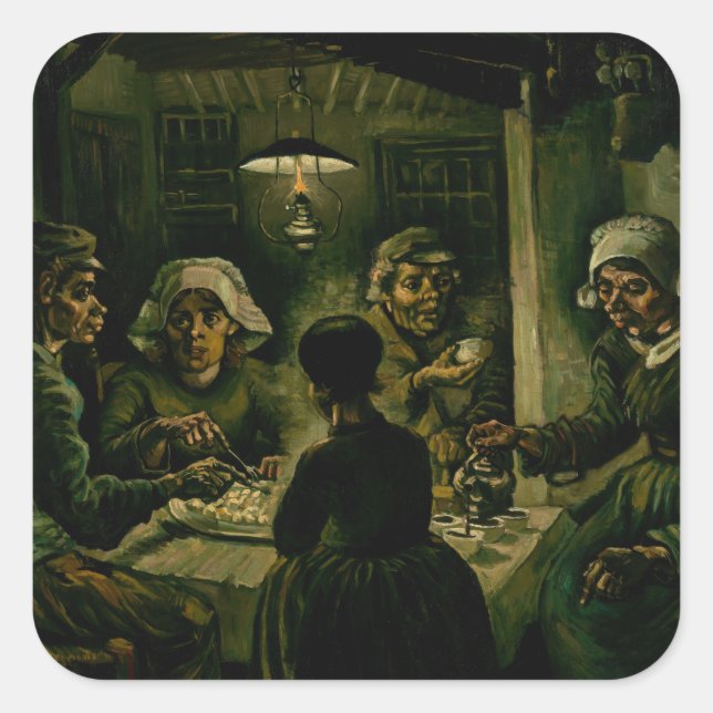 Vincent van Gogh - Die Kartoffelessen Quadratischer Aufkleber (Vorderseite)