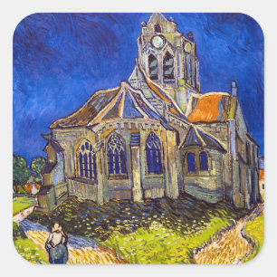 Vincent van Gogh - Die Kirche in Auvers Quadratischer Aufkleber