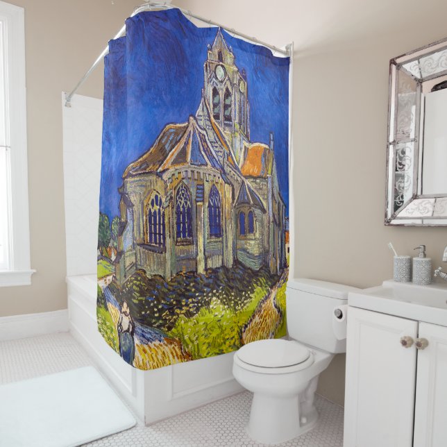 Vincent van Gogh - Die Kirche von Auvers Duschvorhang (Beispiel)