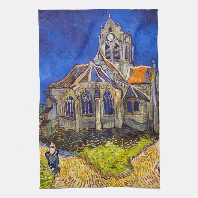 Vincent van Gogh - Die Kirche von Auvers Geschirrtuch (Vertikal)