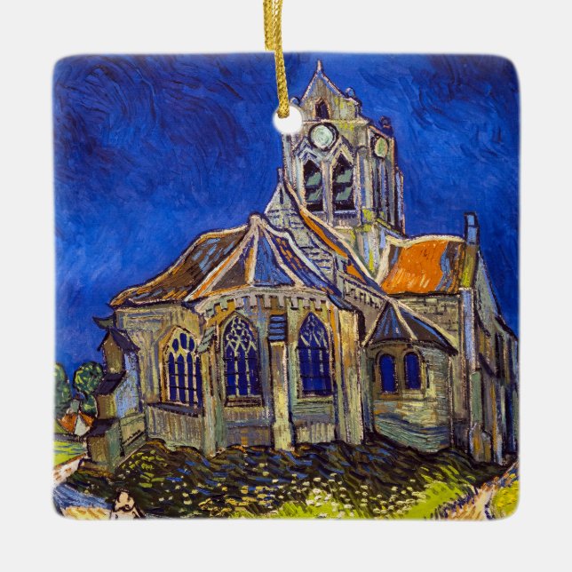 Vincent van Gogh - Die Kirche von Auvers Keramikornament (Vorderseite)