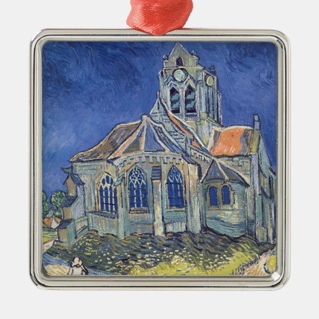 Vincent van Gogh | Die Kirche von Auvers-sur-Oise Silbernes Ornament (Vorne)