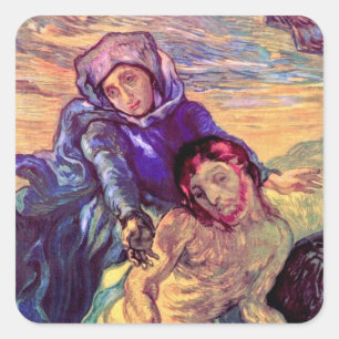 Vincent Van Gogh - Die Pietà - Jesus und Jungfrau  Quadratischer Aufkleber