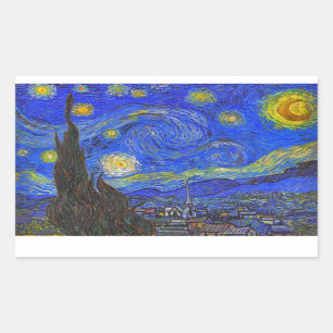 Vincent van Gogh - die sternenklare Nacht (1889) Rechteckiger Aufkleber