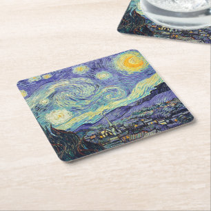 Vincent Van Gogh/ Die Sternennacht     Rechteckiger Pappuntersetzer