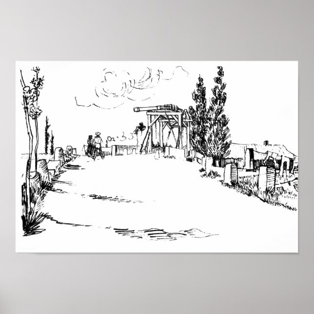 Vincent van Gogh Drawbridge bei Arles Zeichnend Poster (Vorne)