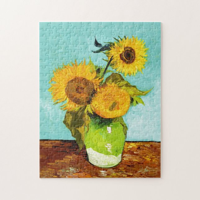 Vincent Van Gogh Drei Sonnenblumen in einer Vase (Vertikal)