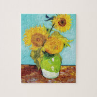 Vincent Van Gogh Drei Sonnenblumen in einer Vase