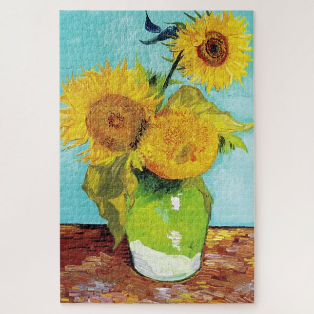 Vincent Van Gogh Drei Sonnenblumen in einer Vase (Vertikal)
