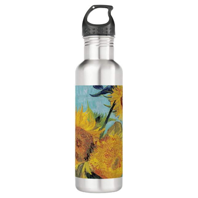 Vincent Van Gogh - Drei Sonnenblumen in einer Vase Edelstahlflasche (Vorderseite)
