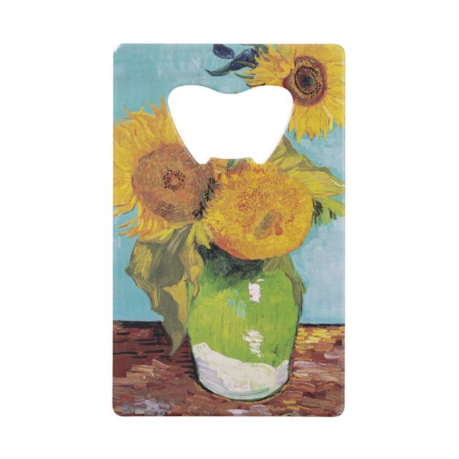 Vincent Van Gogh - Drei Sonnenblumen in einer Vase Geldbeutel Flaschenöffner (Vorderseite)