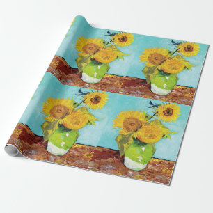 Vincent Van Gogh Drei Sonnenblumen in einer Vase Geschenkpapier