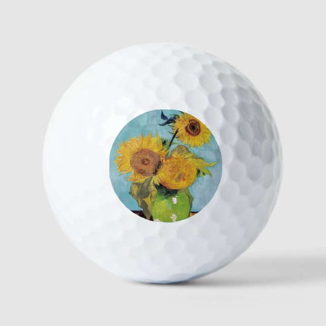 Vincent Van Gogh - Drei Sonnenblumen in einer Vase Golfball (Vorderseite)