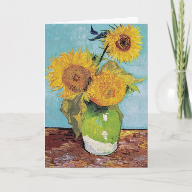 Vincent Van Gogh - Drei Sonnenblumen in einer Vase Karte (Vorderseite)