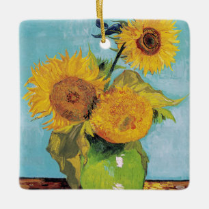 Vincent Van Gogh - Drei Sonnenblumen in einer Vase Keramikornament