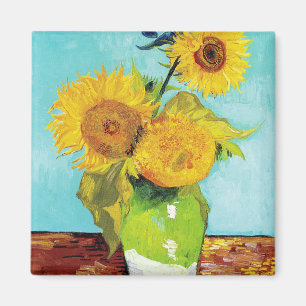 Vincent Van Gogh Drei Sonnenblumen in einer Vase Magnet