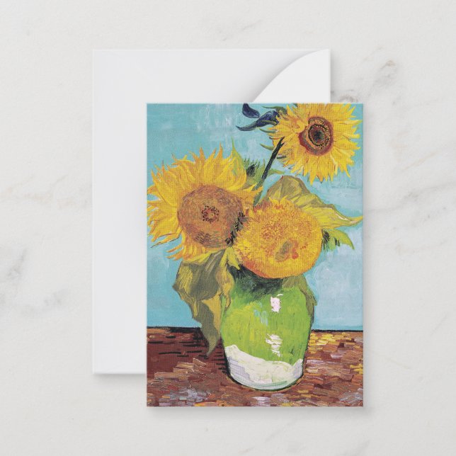 Vincent Van Gogh - Drei Sonnenblumen in einer Vase Mitteilungskarte (Vorderseite)