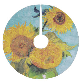 Vincent Van Gogh - Drei Sonnenblumen in einer Vase Polyester Weihnachtsbaumdecke