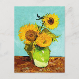 Vincent Van Gogh Drei Sonnenblumen in einer Vase Postkarte