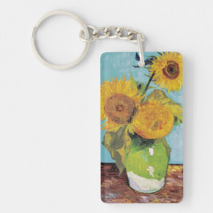 Vincent Van Gogh - Drei Sonnenblumen in einer Vase Schlüsselanhänger