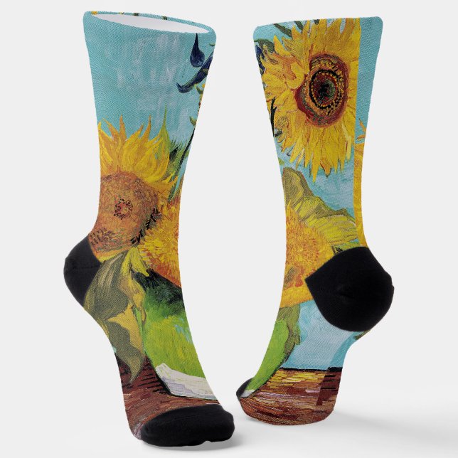 Vincent Van Gogh - Drei Sonnenblumen in einer Vase Socken (Gewinkelt)