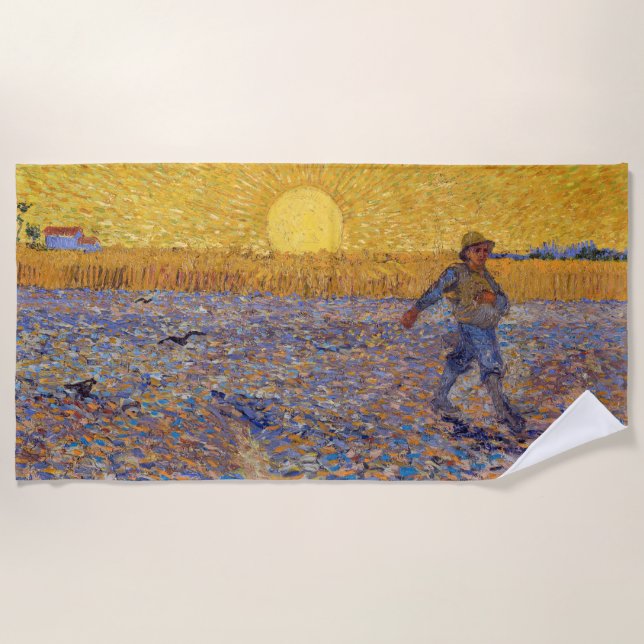 Vincent van Gogh - Dusche mit Setting Sun Strandtuch (Vorderseite)