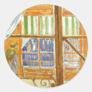 Vincent van Gogh - Ein Schweinemetzgerladenfenster Runder Aufkleber