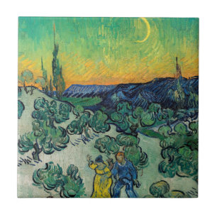 Vincent van Gogh - Ein Spaziergang in der Dämmerun Fliese