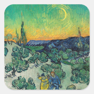 Vincent van Gogh - Ein Spaziergang in der Dämmerun Quadratischer Aufkleber