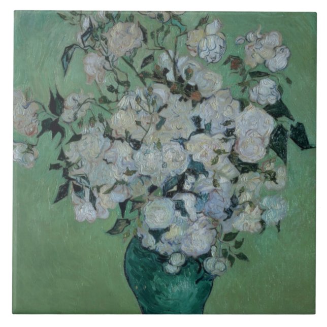 Vincent van Gogh | ein Vase Rosen, 1890 Fliese (Vorderseite)