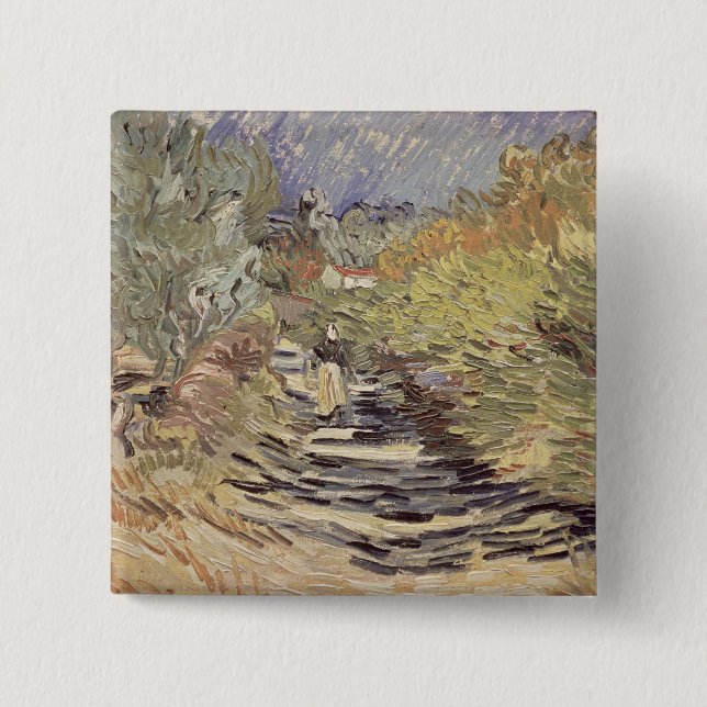 Vincent van Gogh | eine Straße in St. Remy Button (Vorderseite)
