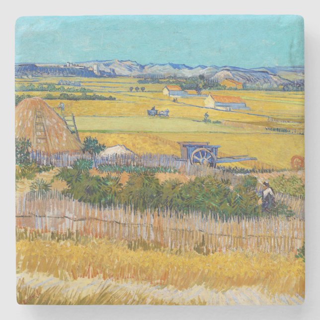 Vincent van Gogh - Ernte bei La Crau Steinuntersetzer (Vorderseite)