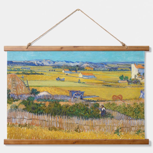 Vincent van Gogh - Ernte bei La Crau Wandteppich Mit Holzrahmen (Vorne)