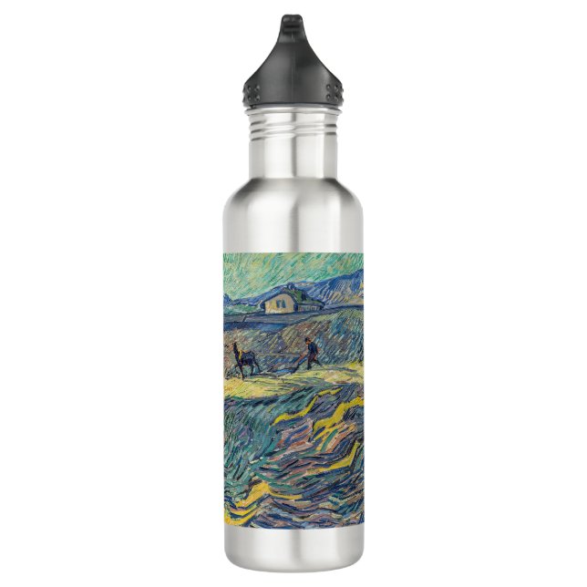 Vincent van Gogh - Feld mit pflügenden Bauern Edelstahlflasche (Rechts)